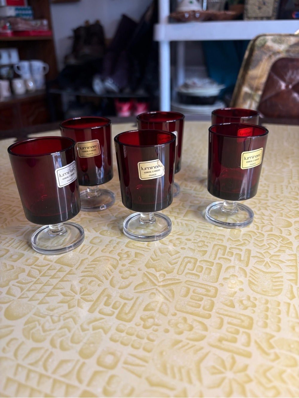Vintage Ruby Red Cordial Glasses - Set of 6